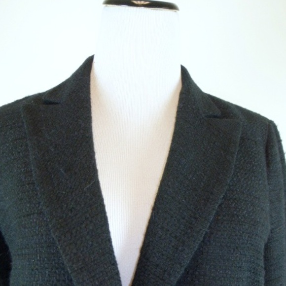 Theory black wool cotton textured woven blazer 10 - Picture 2 of 7